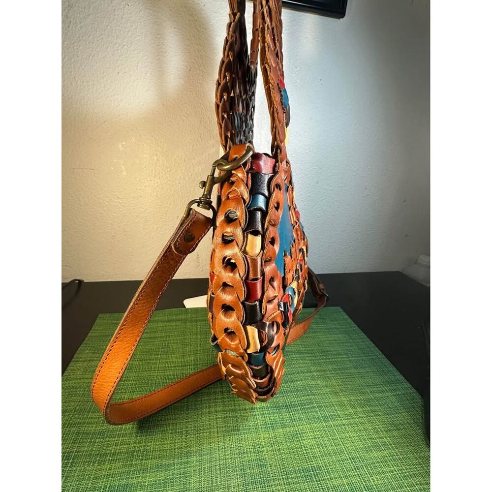 Patricia Nash Pisticci Turquoise Multi-Color Chain Leather Bag - Picture 6 of 9